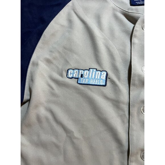 VTG 90'S PRO PLAYER NORTH CAROLINA‎ TAR HEELS GRAY BLUE BASEBALL BUTTON JERSEY L - Picture 3 of 13
